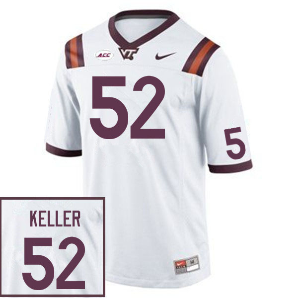 Men #52 Jaden Keller Virginia Tech Hokies College Football Jerseys Sale-White